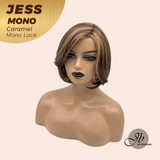 JBEXTENSION JESS MONO Monofilament Handmade Wig 6X5 Full Monofilament Hand Tied Top Wig 10 Inches Caramel Mono Lace Wig With Anti-slip Silicone Strips Glueless Wig JESS MONO CARAMEL【BENDY EAR TABS】