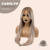 JBEXTENSION 26 Inches Straight Pinkish Blonde Highlight Pre-Cut Frontlace Glueless Wig CAROLYN