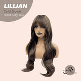 JBEXTENSION 26 Inches Cold Brown Curly 3.5X4 Hard Silky Top Natural Scalp Effect Wig LILLIAN COLD BROWN