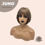 JBEXTENSION 10 Inches Short Light Brown Wig with Bangs JUNO LIGHT BROWN