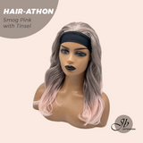 JBEXTENSION 18 Inches Curly Smog Pink with Tinsel Headband Wig HAIR-ATHON - SMOG PINK WITH TINSEL
