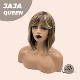 JBEXTENSION 12 Inches Hazelnut Short Women Fashion Wig With Bangs JAJA QUEEN HAZELNUT【PLUS PERMATEASE】【BENDY EAR TABS】