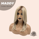 JBEXTENSION 18 Inches Golden Blonde Women Fashion Full Machine Wig MADDY GOLDEN BLONDE【PLUS PERMATEASE】【BENDY EAR TABS】