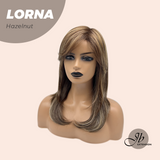 JBEXTENSION 18 Inches Hazelnut Blonde Highlight Curly Women Fashion Full Machine Wig With Bangs LORNA HAZELNUT【PLUS PERMATEASE】