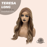 JBEXTENSION 22 Inches Long Caramel Blonde Highlight Pre-Cut Snowflake Lace Frontlace Glueless Wig TERESA LONG CARAMEL BLONDE HIGHLIGHT【PERMATEASE】【BENDY EAR TABS】