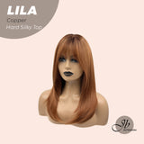 JBEXTENSION 20 Inches Scalpiana Copper Wolf Cut 3.5X4 Hard Silky Top Natural Scalp Effect Wig With Bangs LILA COPPER