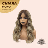 JBEXTENSION CHIARA MONO Full Monofilament Wig 18 Inches Brown With Highlight Wave Full Mono Lace Wig CHIARA MONO