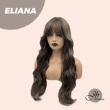 JBEXTENSION 25 Inches Cold Brown Body Wave Wig With Bangs ELIANA