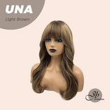 JBEXTENSION 22 Inches Light Brown Wave With Bangs Wig UNA LIGHT BROWN