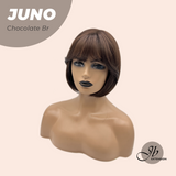 JBEXTENSION 10 Inches Short Chocolate Brown Wig with Bangs JUNO