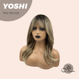 JBEXTENSION 18 Inches Hush Cut Mix Blonde Wig With Bangs YOSHI MIX BLONDE