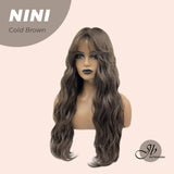 JBEXTENSION 24 Inches Cold Brown Body Wave Wig With Cute Bangs NINI