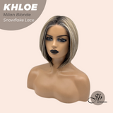 JBEXTENSION 12 Inches Bob Cut Milan Blonde Pre-Cut Snowflake Lace Frontlace Glueless Wig KHLOE MILAN BLONDE【PERMATEASE】