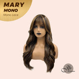 JBEXTENSION MARY MONO Full Monofilament Wig 22 Inches Brown With Highlight Curly Full Mono Lace Glueless Wig MARY MONO