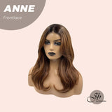 JBEXTENSION 16 Inches Wave Mocha With Dark Root Pre-Cut Frontlace Glueless Wig ANNE