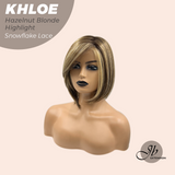 JBEXTENSION 12 Inches Bob Cut Hazelnut Blonde Highlight Pre-Cut Snowflake Lace Frontlace Glueless Wig KHLOE HAZELNUT BLONDE HIGHLIGHT【PERMATEASE】