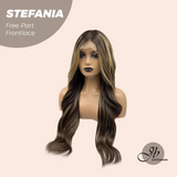 JBEXTENSION 28 Inches Long Body Wave Brown With Highlight Free Part Frontlace Glueless Wig STEFANIA FREE PART