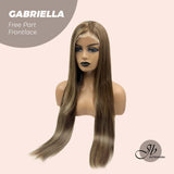 JBEXTENSION 30 Inches Light Brown With Blonde Highlight Extra Long Straight Lace Front Wig.Pre Plucked 6*14 HD Transparent Lace Frontal Wig GABRIELLA