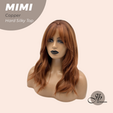 HOT OF SEASON - 16 Inches Scalpiana 3.5X4 Hard Silky Top Natural Scalp Effect Copper Body Wave Wig With Bangs Wig MIMI SILK TOP COPPER