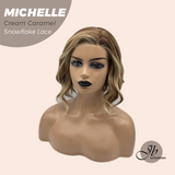 JBEXTENSION 10 Inches Cream Caramel Pre-Cut Side Part Snowflake Lace Frontlace Glueless Wig MICHELLE CREAM CARAMEL【BENDY EAR TABS】
