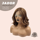JBEXTENSION 10 Inches Mocha Brown Curly Lace Front Wig.Pre Plucked 13*3 HD Transparent Lace Frontal Handmade Futura Fiber Swiss Lace Synthetic Fiber Wig JADOR MOCHA BROWN