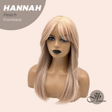 JBEXTENSION 20 Inches Peach Pre-Cut Frontlace Glueless Wig with Bangs HANNAH PEACH
