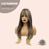 JBEXTENSION 25 Inches Dark Blonde Wolf Cut 3.5X4 Hard Silky Top Natural Scalp Effect Wig With Bangs CATHERINE DARK BLONDE