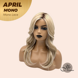JBEXTENSION APRIL MONO Monofilament Handmade Wig 6X5 Full Monofilament Hand Tied Top Wig 18 Inches Mix Blonde Mono Lace Wig With Anti-slip Silicone Strips Glueless Wig APRIL MONO MIX BLONDE【BENDY EAR TABS】