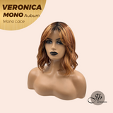 JBEXTENSION VERONICA MONO Full Monofilament Wig 12 Inches Auburn Wave Mono Lace Wig With Anti-slip Silicone Strips Glueless Wig VERONICA MONO AUBURN