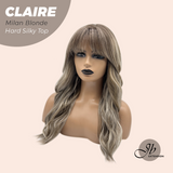 JBEXTENSION 22 Inches Scalpiana Milan Blonde 3.5X4 Hard Silky Top Natural Scalp Effect Women Wig with Bangs CLAIRE SILKY TOP - MILAN BLONDE