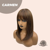 JBEXTENSION 14 Inches Medium Brown Bob Cut Women Wig CARMEN