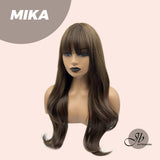 JBEXTENSION 26 Inches Nature Brown Curly Wig With Bangs MIKA