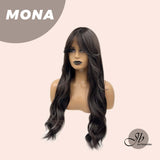 JBEXTENSION 26 Inches Midnight Brown( Black/Brown) Wave Wig With Bangs MONA