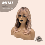JBEXTENSION 16 Inches Scalpiana 3.5X4 Hard Silky Top Natural Scalp Effect Apricot Body Wave Wig With Bangs Wig MIMI SILKY TOP APRICOT