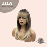 JBEXTENSION 20 Inches Blonde Wolf Cut 3.5X4 Hard Silky Top Natural Scalp Effect Wig With Bangs LILA DARK BLONDE