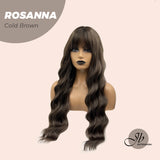 JBEXTENSION 28 Inches Long Body Wave Cold Brown Wig With Bangs ROSANNA COLD BROWN