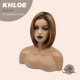 JBEXTENSION 12 Inches Bob Cut Auburn Pre-Cut Snowflake Lace Frontlace Glueless Wig KHLOE AUBURN【PERMATEASE】