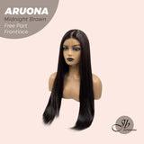 JBEXTENSION 28 Inches Midnight Brown( Black/Brown) Straight 13X3.5 Free Part Pre-Cut Frontlace Glueless Wig ARUONA MIDNIGHT BROWN