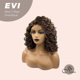 Nichole's Selection -15 Inches Deep Curly Brown Side Part Mini T Part Frontlace Glueless Wig EVI