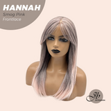 JBEXTENSION 20 Inches Smog Pink Pre-Cut Frontlace Glueless Wig with Bangs HANNAH SMOG PINK