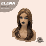JBEXTENSION 18 Inches Caramel Pre-Cut Snowflake Lace Frontlace Glueless Wig ELENA CARAMEL【PERMATEASE】【BENDY EAR TABS】