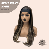 JBEXTENSION 24 Inches Long Curly Hair Brown Highlight Headband Wig SPIKE WAVE HAIR - BROWN HIGHLIGHT