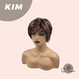 JBEXTENSION Pixie Cut Brown Half Real Human Hair Half Futura Fiber Fashion Wig KIM