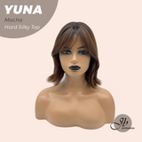 JBEXTENSION 12 Inches Scalpiana Mocha 3.5X4 Hard Silky Top Natural Scalp Effect Women Wig With Bangs YUNA MOCHA