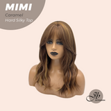 HOT OF SEASON - 16 Inches Scalpiana 3.5X4 Hard Silky Top Natural Scalp Effect Caramel Body Wave Wig With Bangs Wig MIMI SILK TOP CARAMEL