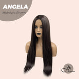 JBEXTENSION 28 Inches Nature Straight Midnight Brown( Black/Brown) Wig ANGELA MIDNIGHT BROWN ( Black/Brown)