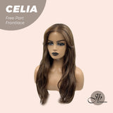 JBEXTENSION 22 Inches Mix Brown Curly Pre-Cut Frontace Wave Glueless Wig CELIA