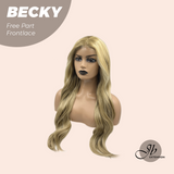 JBEXTENSION 28 Inches Blonde Curly Fiber X, Tangle Less Pre-Cut Free Part Frontlae Glueless Wig BECKY