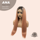 JBEXTENSION 28 Inches Peach Pink Straight 13X6 Free Part Frontlace Glueless Wig ANA PEACH PINK