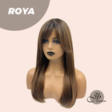 JBEXTENSION 22 Inches Brown With Dark Root With Bangs Wig ROYA